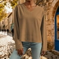 thumbnail image 4 of DDAPJ pyju V Neck Long Sleeve T Shirts for Women Basic Drawstring Blouse Tees Elastic Hem Spring Fall Cropped Top 2026 Trendy Khaki XXL, 4 of 8