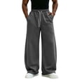 thumbnail image 5 of Wide Leg Sweatpants for Men,Drawstring Elastic Waist Loose Fit Pants with Pockets for Daily Wear, 5 of 7