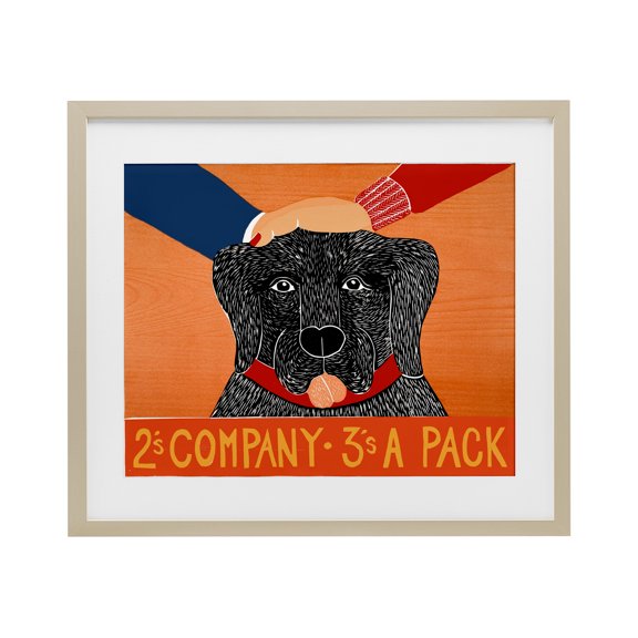 Stupell Industries Eclectic 2's Company Dog Birch Framed Print Under Glass, 16 x 13, by Stephen Huneck