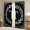 thumbnail image 2 of Homewish Personalized Initial T Curtains Pack of 2 (42x84 Each) For Teens Boys Girls,Black White Curtains Blackout,Botanical Plants Leaves Bedroom Curtains,Microfiber Bedroom Decor, 2 of 6