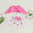 thumbnail image 2 of Tenue 2 Pcs pour Bébé Fille, Sans Manches, Col Ras du Cou, Robe Débardeur à Imprimé de Fleurs avec Nœud et Veste, Tenue d'Automne, 2 of 7