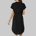 thumbnail image 4 of vigerkar Women's Summer Short Sleeve Midi Dress Casual V Neck Work Party A-Line Knee-Length Dresses with Belt Black, XXL, 4 of 6