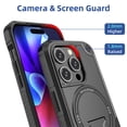 thumbnail image 7 of SaniMore for iPhone 15 Pro Max Case with Wrist Strap Magnetic Plate [Wireless Charging] Rotating Kickstand Dual-layer PC TPU Shockproof Military Drop Resistant Stand Shell, Black, 7 of 7