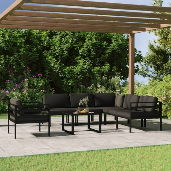 vidaXL 7 Piece Patio Lounge Set with Cushions Aluminum Anthracite