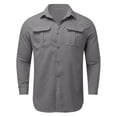 thumbnail image 4 of Xudanell Men's Casual Button up Shirt Long Sleeve Solid Color Shirt Stretch Dress Shirts (Grey,L), 4 of 5