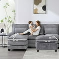 thumbnail image 3 of Homefun Chenille Modular U Shape Sectional Sofa With Chaise Lounge Storage Ottoman USB Phone Mount,Living Room, 3 of 10