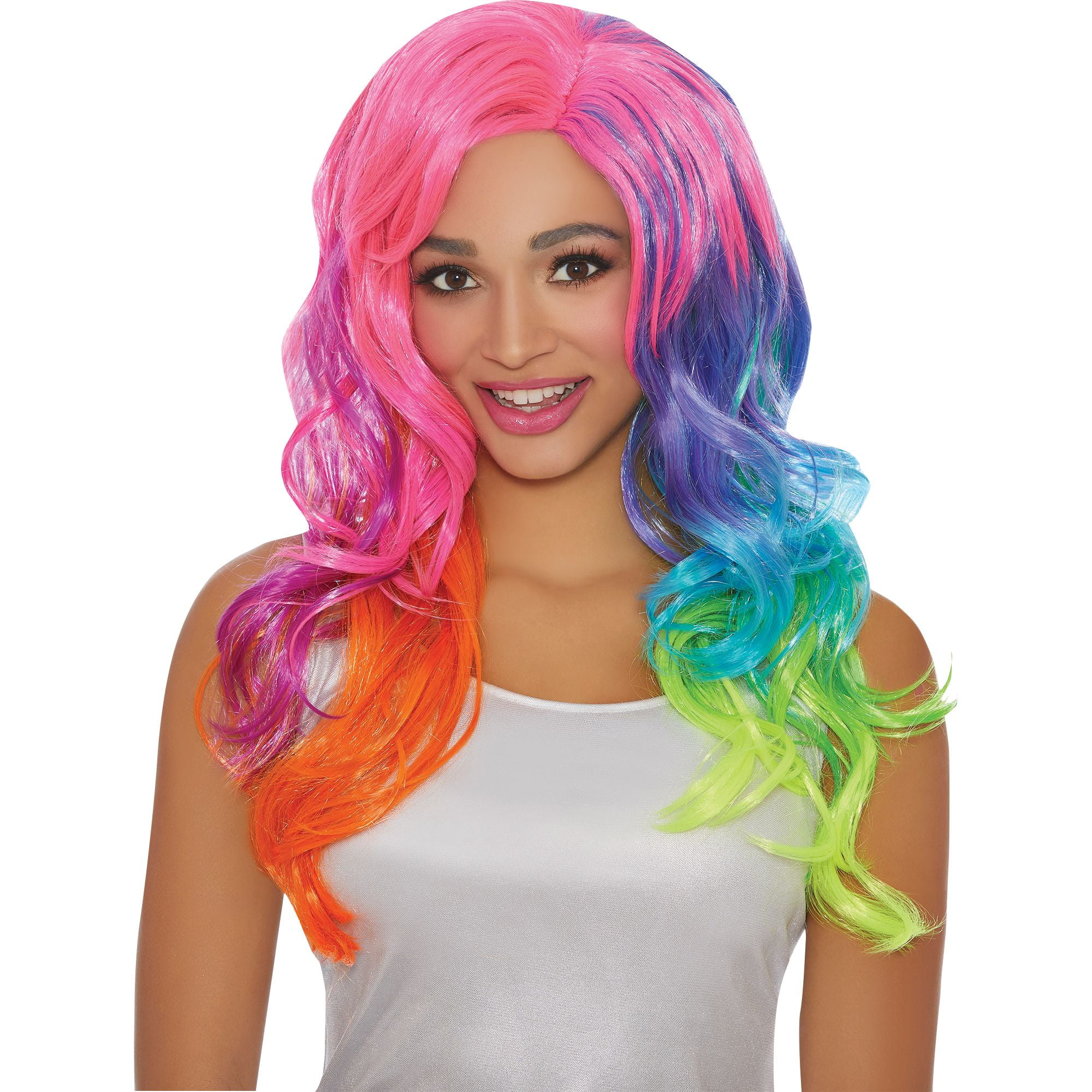 Neon Rainbow Wig Adult Women’s Halloween Accessory