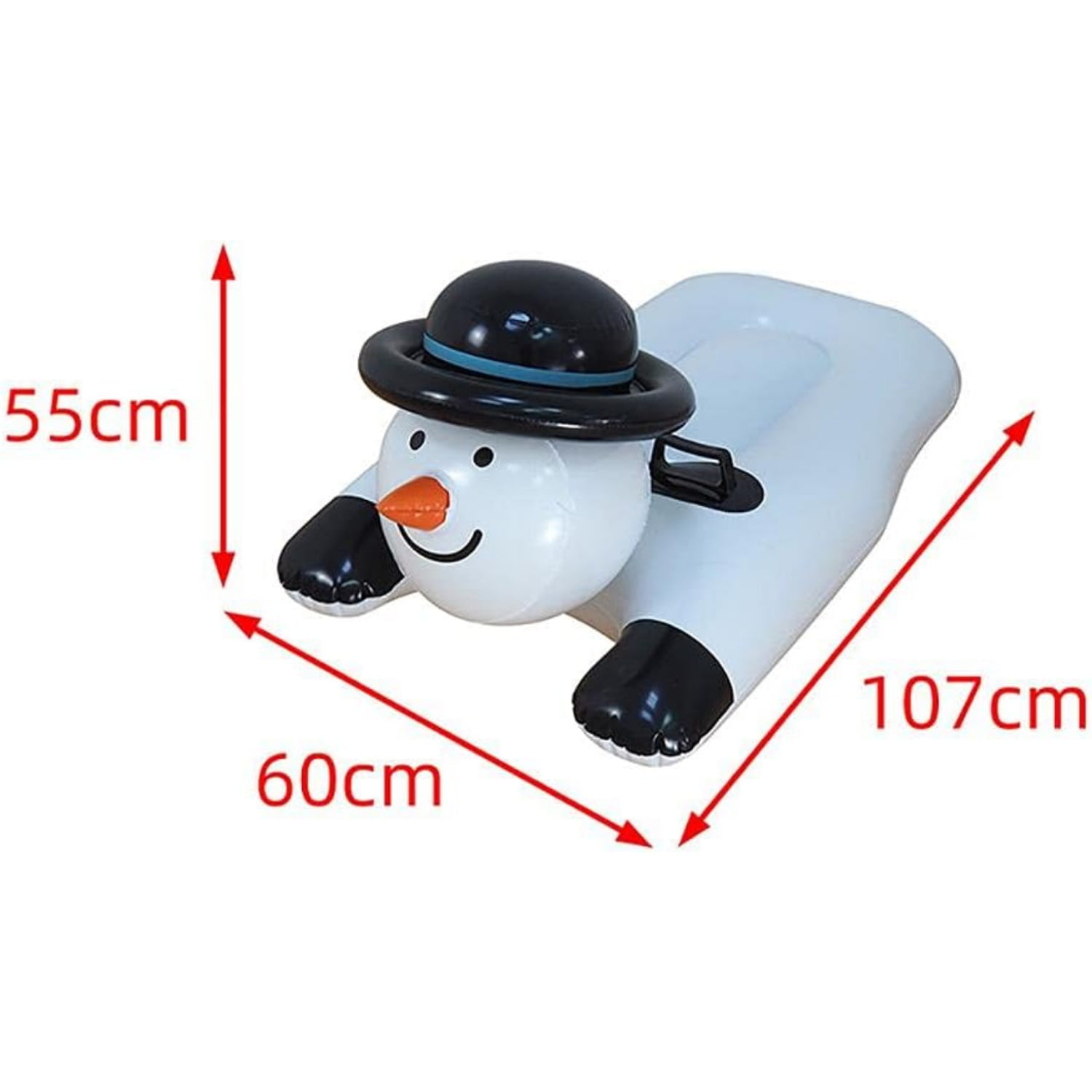 Snow Tube Snowman Inflatable Snow Sled with Sturdy Handles Cartoon Snow Sled for Kids Adults Christmas Holidays Winter Outdoor