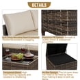 thumbnail image 5 of GAOMON Outdoor PE Wicker Furniture Set 4 Piece, Patio Rattan Sectional Patio Couch Set, Conversation Sofa with Storage Box, Glass Top Table & Non-Slip Beige Cushion, 5 of 6