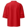 thumbnail image 3 of T Shirts for Women 2025 Flared Elbow Sleeve V Neck Half Zipper Loose Fit Casual Tshirt Womens T Shirts, 3 of 6