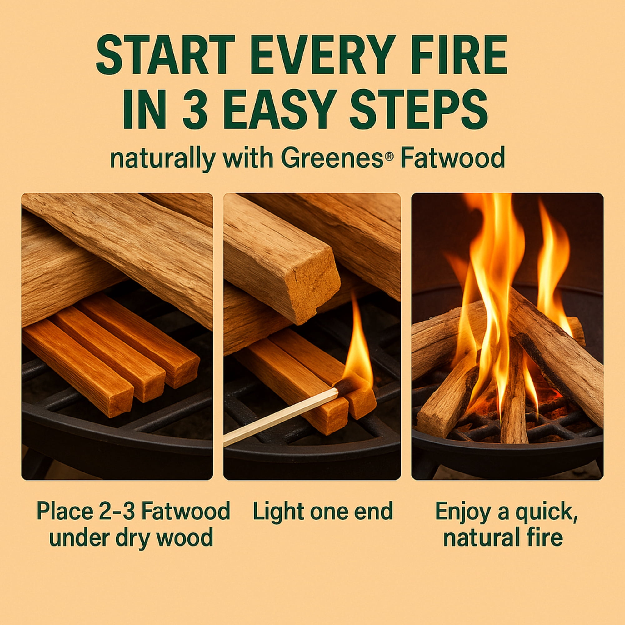 Greenes Fence Fatwood Fire Starter – 25 lb Box – 100% Natural Pine Resin Kindling – Chemical-Free All-Weather Fire Starting Sticks for Fireplaces, Campfires, Wood Stoves & Grills