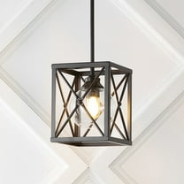 JONATHAN Y Amara 8" 1-Light Industrial Farmhouse Iron/Glass LED Pendant, Oil Rubbed Bronze
