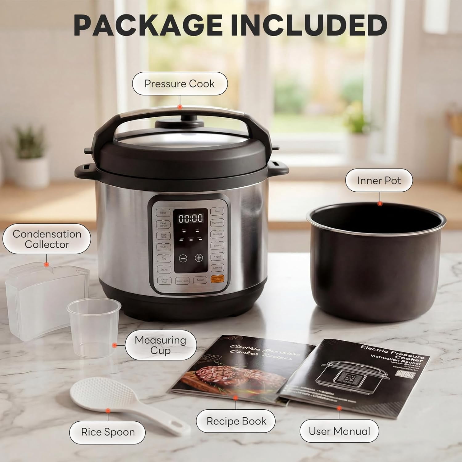 16-in-1 Electric Pressure Cooker 6QT Programmable Multi Cooker with Ceramic Pot