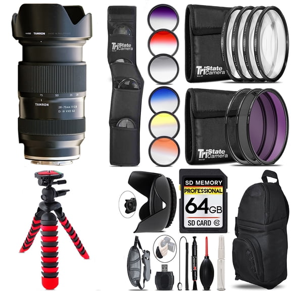 Tamron 28-75mm f/2.8 Di III VXD G2 Lens (Sony E)  13 Piece Filter & More- 64GB Accessory Kit (International Version)