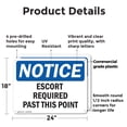 thumbnail image 2 of (2 Pack) Escort Required Past This Point OSHA Notice Sign 24 Inch X 18 Inch Plastic Sign, Weather Resistant, UV Protected for Workplace, Business, and Construction Site, Made in the USA, 2 of 8