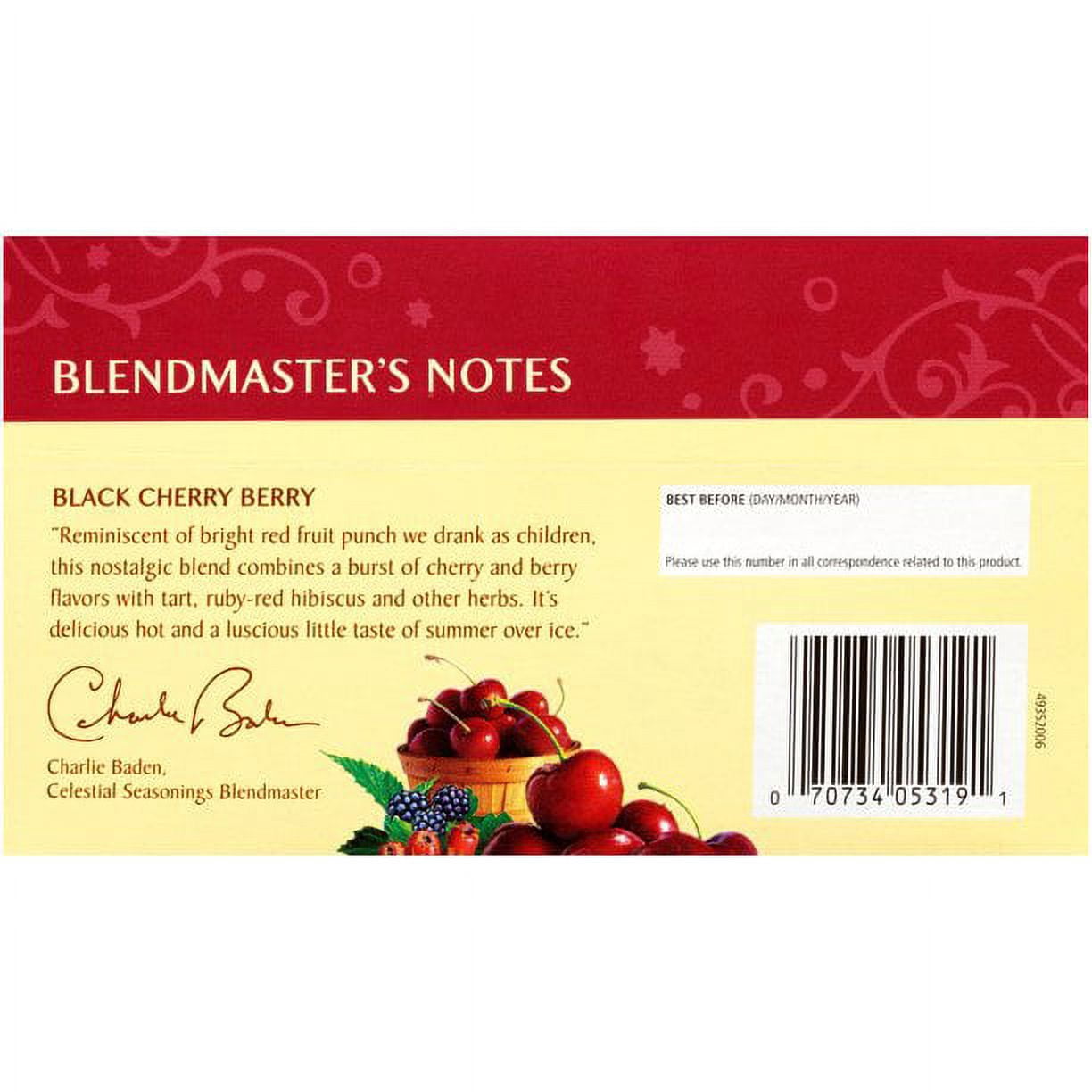Celestial Seasonings Caffeine Free Herbal Tea Bags, Black Cherry Berry 20 ea (Pack of 4)