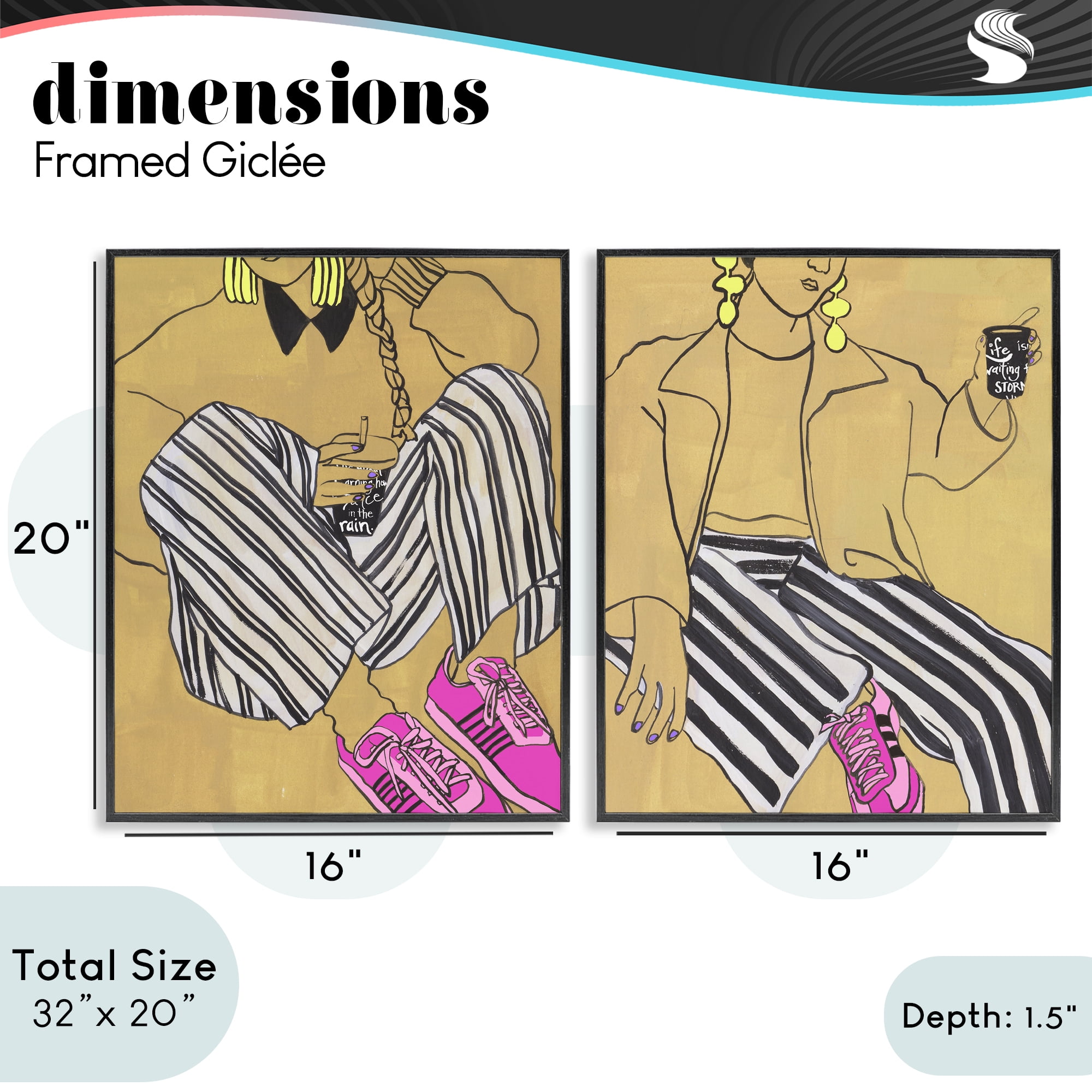 Stupell Industries Crimson Thread Fashion Poses 2 Piece Black Framed Giclee Art Set, design by Melissa Wang