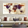 thumbnail image 6 of Original by BoxColors LARGE 30"x 60" 3 panels 30x20 Ea Art Canvas Print Watercolor Orange purple Old Map World Push Pin Travel Wall home office decor (framed 1.5" depth) M1817, 6 of 6