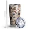thumbnail image 2 of 20 Oz Pug and Footprint Coffee Tumbler Double Wall Insulated Stainless Steel Water Bottle | Metal Reusable Thermoses Flask with Cup Cap | Leak & Sweat Proof with Anti-Dust Lid, 2 of 7