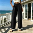 thumbnail image 6 of YuXingFu Womens Linen Pants Women Petite Relaxed Palazzo - Cargo Pocket Summer Black S, 6 of 7