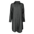 thumbnail image 4 of HJYCHN Stylish Women Denim Button Down Shirt Dress with Long Sleeves and Front Pockets for Everyday Wear Black S, 4 of 5