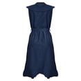 thumbnail image 4 of IDALL Robes d'Été, Robes Petites Femmes Col en V Manches Courtes à Volants Longue Robe Élégante, Robe Ajustée et Évasée, Robes Femmes Bleu 3 Robe m, 4 of 5