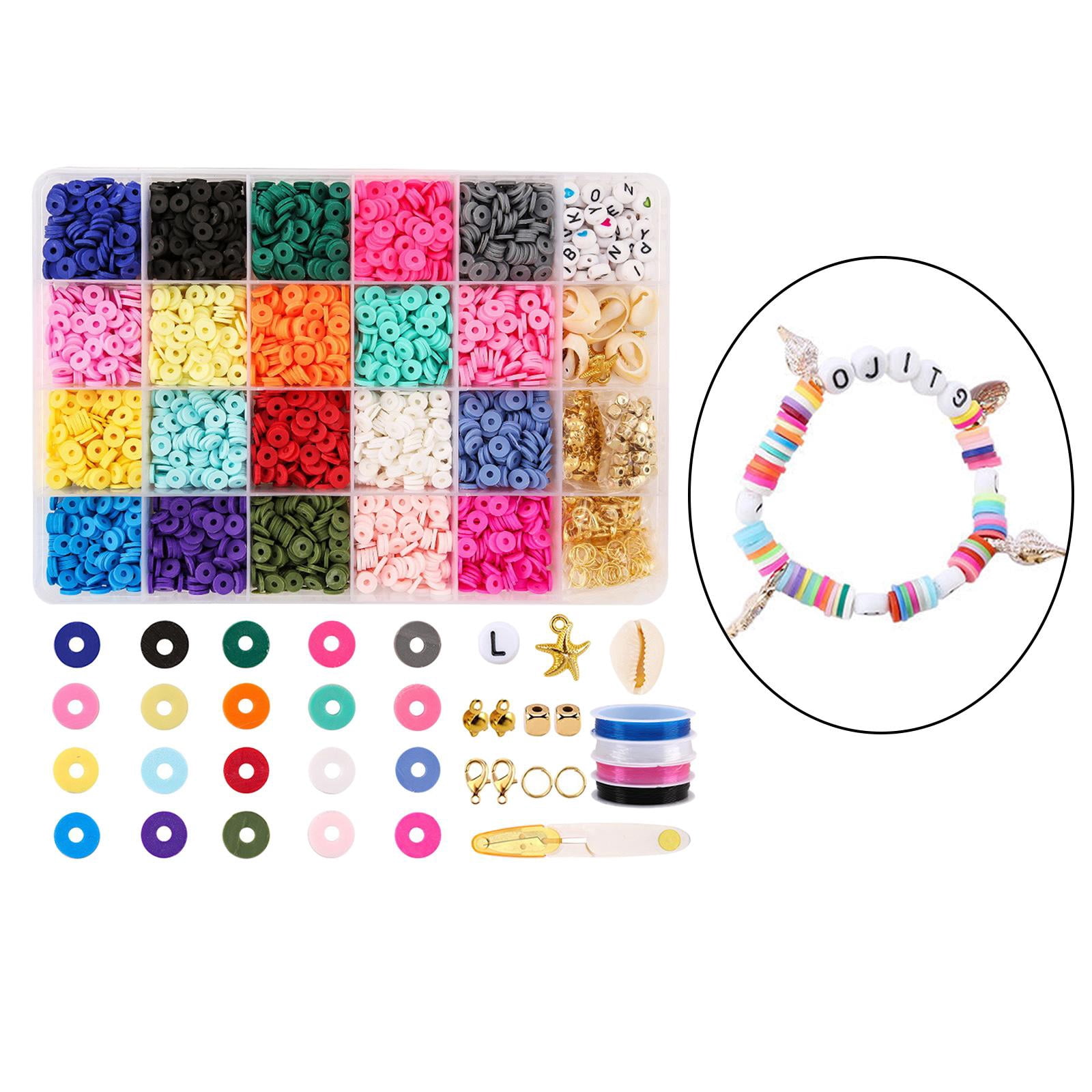 Milageto Clay Beads 6mm Mixed Color Loose Beads DIY Jewelry Accs 24 Grid Letter Bead
