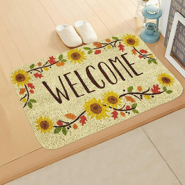 Welcome Doormat for Home Entrance with HD Printing, Absorbent and Anti-Slip Design, Durable for Indoor Decor in Living Room and Kitchen, Easy to Clean and Maintain