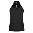 thumbnail image 4 of MIXUE Womens Summer Tops Silk Satin Solid Color Halter Sleeveless Elegant Tank Party Club Tshirts Activewear,Black,L, 4 of 5