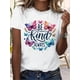 thumbnail image 1 of butterflies be kind text print womens Cotton soft comfortable breathable t shirt summer 220g, 1 of 7