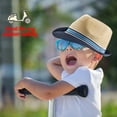 thumbnail image 5 of Peak 2 Peak Unisex Kids Straw Trilby Fedora Cap Felt Fedora Hat Short Brim Sunhat Size 7-14 Years Navy Brim, 5 of 7