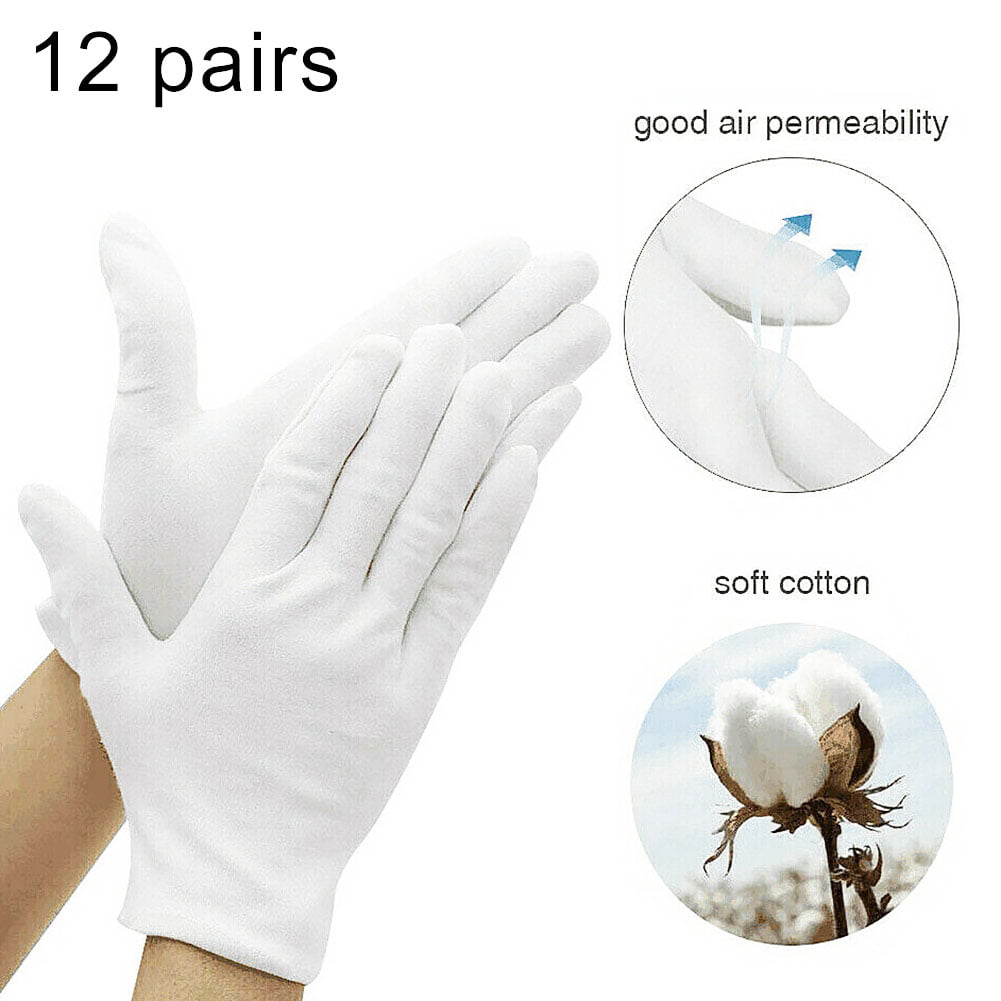 Pair Of 100% Cotton Gloves Dermatological Eczema Butler Beauty Waiter Magician 