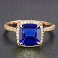 thumbnail image 2 of 2.05 ct Blue Sapphire 7mm Cushion Cut And Moissanite Diamond Engagement Ring in 10k Rose Gold, 2 of 3