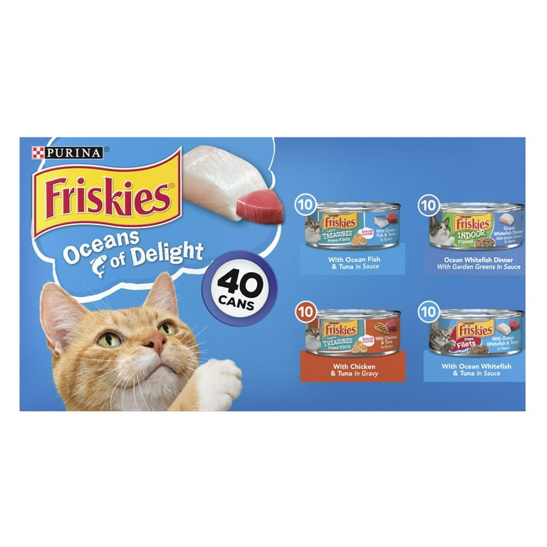 2 pack Purina Friskies Ocean Of Delight Gravy Variety Pack Wet Cat Food 5.5 oz Cans 40 Pack