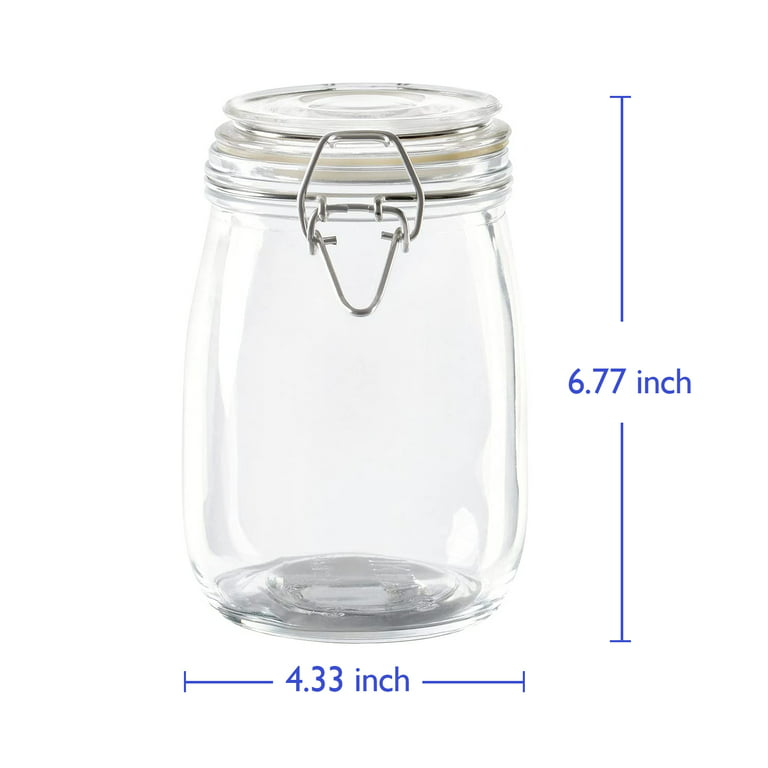 Large Glass Storage Canister Mason Jar with Lid. Airtight rubber seal. 52oz