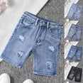 thumbnail image 7 of ZACPNCV Girls Ripped Hem Jean Shorts High Waist Straight Leg Distressed Denim Shorts with Pockets Dark Blue 6-7 Years, 7 of 7