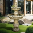 thumbnail image 3 of 47.2" H Italian Outdoor Floor Standing Fountain and Waterfalls 2-Tier Water Fountains with Budding Lotus Top for Outdoor Garden, Backyard, Porch, Deck, Lawn, Patio, 3 of 9