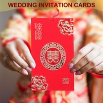 UPOUART 10Pcs Red and Gold Evening Wedding Invitations for Chinese Style Weddings