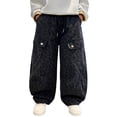 thumbnail image 4 of Dpytoraw Boys Leopard Print Cargo Pants Loose Fit Wide Leg Trousers For Big Kids And Teenagers Boys Cargo Pants Size 4-5 Years, 4 of 5