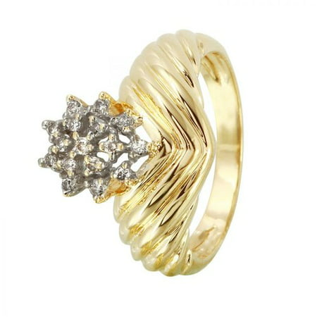 Ladies 0.12 Carat Diamond 18k Yellow Gold Ring