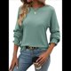 thumbnail image 1 of Camiseta Holgada Informal de Cuello Redondo y Larga Acanalada para Mujer, Ideal para y Otoño Lago Verde XXL, 1 of 8