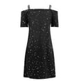 thumbnail image 4 of CAICJ98 Formal Dresses For Women Evening Party Womens Spring Summer Casual Wrap Floral Elegant Party Pencil Dresses Dark Black,XL, 4 of 4