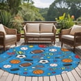 thumbnail image 4 of Blue Sports Round Area Rug 8Ft Washable Large Circle Rugs for Living Room Dorm, Football Basketball Rugby Baseball Non-Slip Carpet Floor Mats Indoor Outdoor Carpet Runner Aesthetic Home Decor, 4 of 8