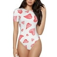 thumbnail image 1 of Balery Pink Hearts Body de cuello redondo de manga corta para mujer Tops de manga corta Tops básicos-XX-Large, 1 of 7