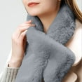 thumbnail image 3 of Women's Faux Fur Scarf Solid Color Soft Warm Winter Neck Wrap Gray, 3 of 4
