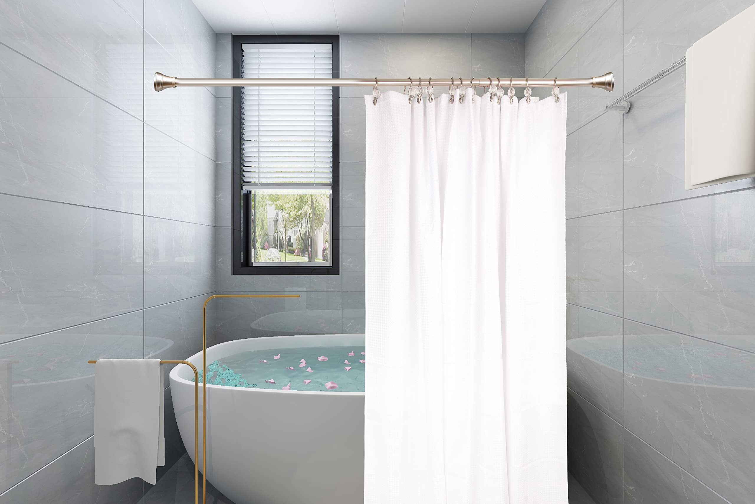 Utopia Alley  Rustproof Zinc Double Shower Curtain Hooks for Bathroom, Crystal Design, Set of 12 Brushed Nickel
