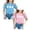Light Pink, Blue, variant on 2 Pack Girls T Shirts Short Sleeve Crew Neck Flower Printed Shirt Casual Loose Fit Cotton Tee Tops for Summer, Size 10-11 Years