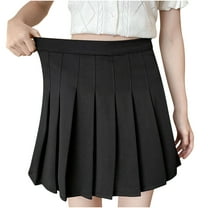 ylioge Tennis Skirts for Women, Womens School Preppy A-Line Pleated Mini Skirt Irregular Ruffle Hem Lining Shorts Casual Loose Elastic High Waisted Solid Short White Skirt Spring