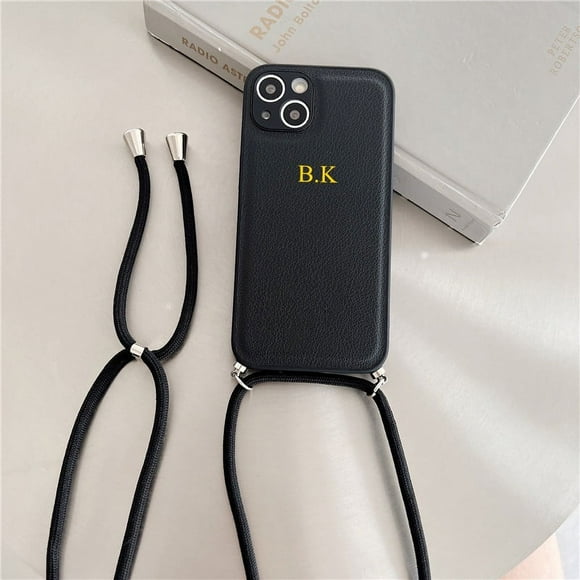 Personalize Customize Letters Crossbody Lanyard Leather Soft Phone Case For iPhone 15 14 Pro Max 13 12 11 X XS XR 7 Plus Cover LUHAN