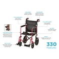 thumbnail image 4 of NOVA Medical Products Lightweight Transport Chair with Locking Hand Brakes, Blue, 4 of 4